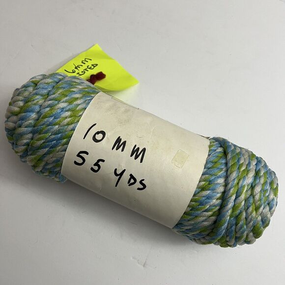 Vintage Twisted Macrame Cord 55 Yards Crafting Knotting Weaving Blue Green Gray - Picture 1 of 6